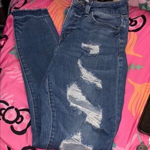 SO Women's Distressed Blue Skinny Jeans